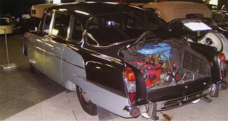 The V8 engine at the rear of the Tatra 603, a symbol of its unique engineering.