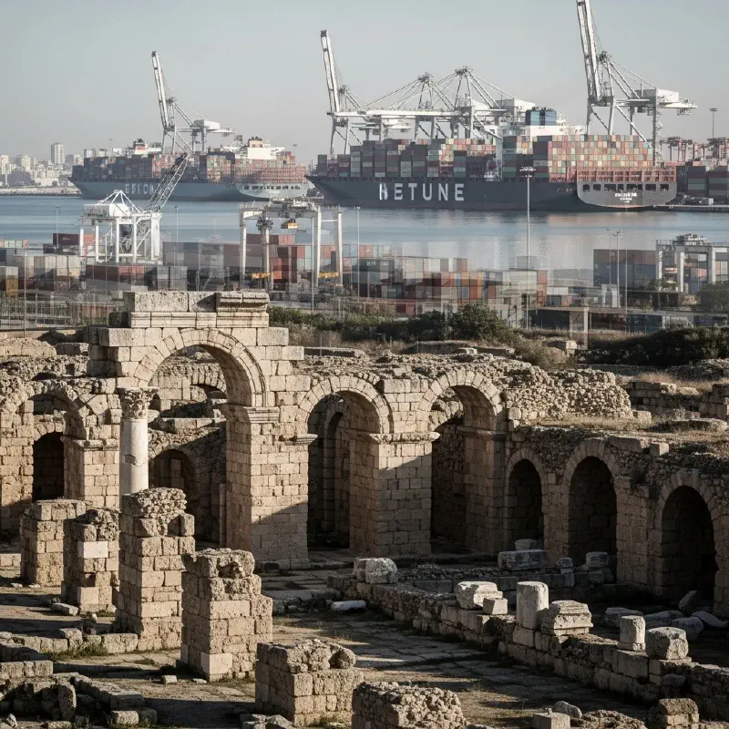 Visual contrast between Roman imperial imagery and modern Chinese industrial power