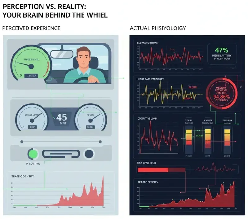 Visualization of cognitive load distribution across different driving scenarios showing brain activity patterns