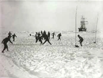Shackleton engaging with his crew in a recreational activity