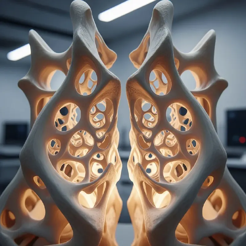 Diagram showing the Goat Sinus-Inspired Biomimetic (GSIB) structure with inclined cantilever beams and vertical support beams interacting under compressive load.