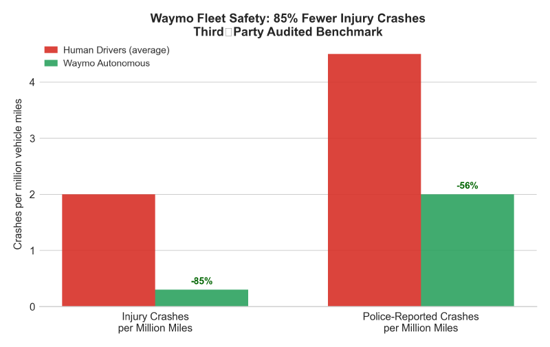 Waymo fleet safety vs human drivers