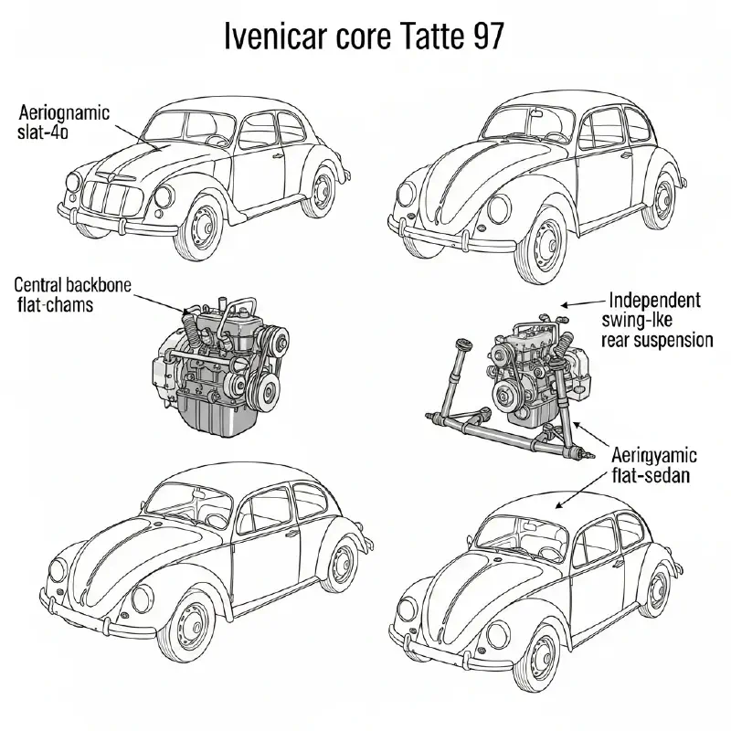 An old-fashioned technical diagram highlighting identical mechanical components shared by two different car chassis.