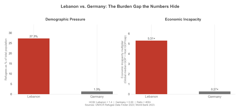 Lebanon vs. Germany: demographic pressure and economic incapacity side-by-side