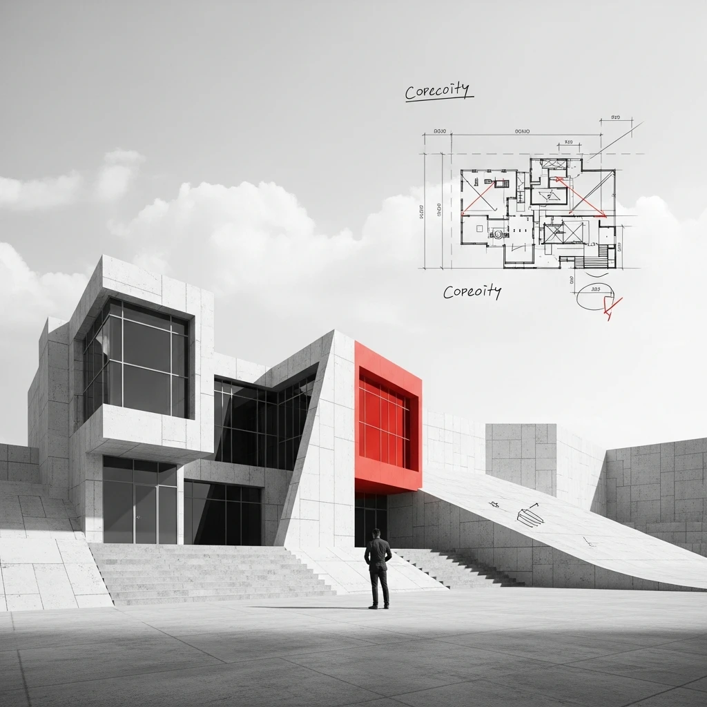 A central planner at a desk overwhelmed by piles of data, symbolizing the knowledge problem.