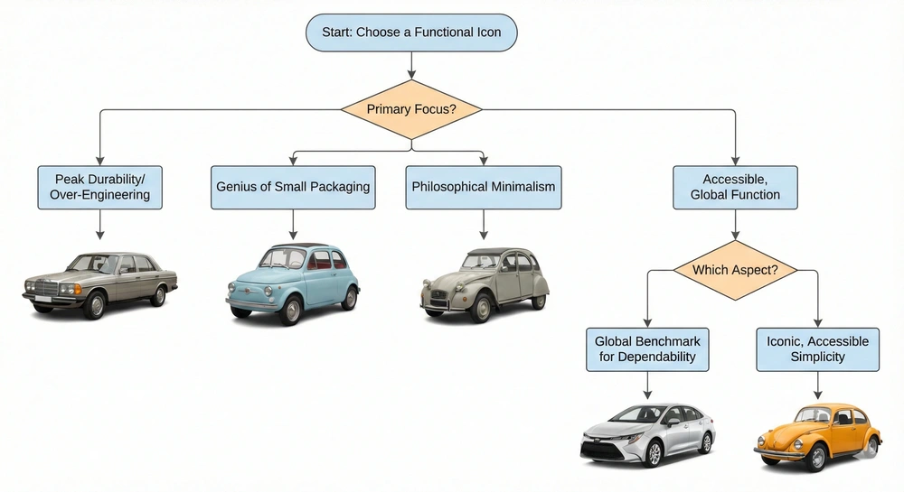 A flow chart showing the selection choices