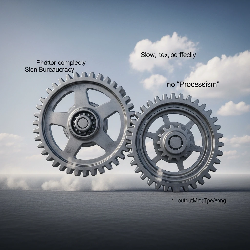 Two interlocking gears representing donor and recipient bureaucracies