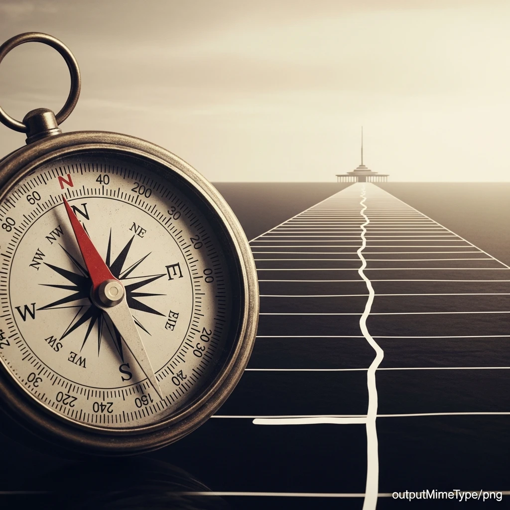 Image of a vintage compass resting on a hand-drawn engineering roadmap, guiding the path toward a future structure.