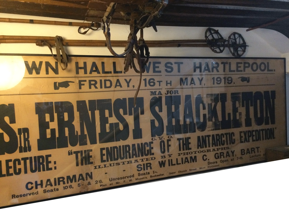 An original poster from Shackleton's lecture tour upon his return