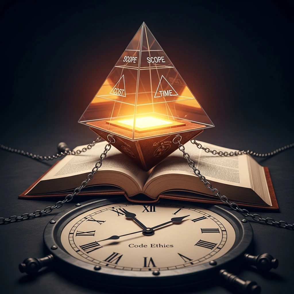 Conceptual image of project documentation, schedules, and ethical considerations