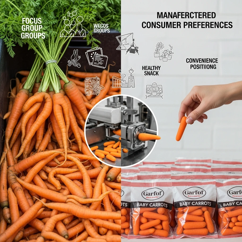 Baby carrots representing manufactured preferences