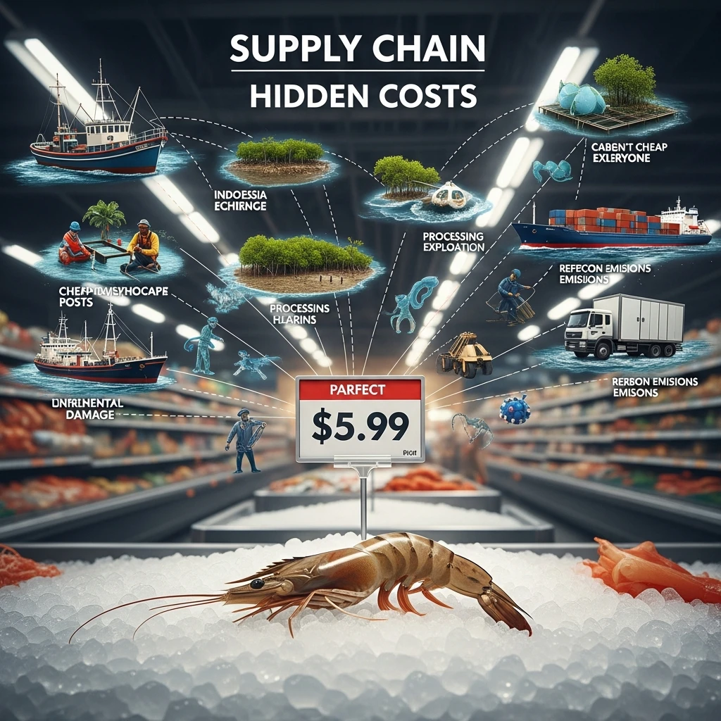 Prawns representing global supply chain complexity
