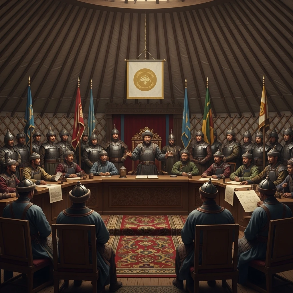 Diverse warriors from different cultures united under Mongol banners