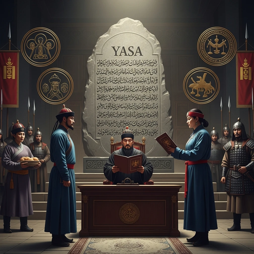 Scroll representing the Mongol Yasa law code