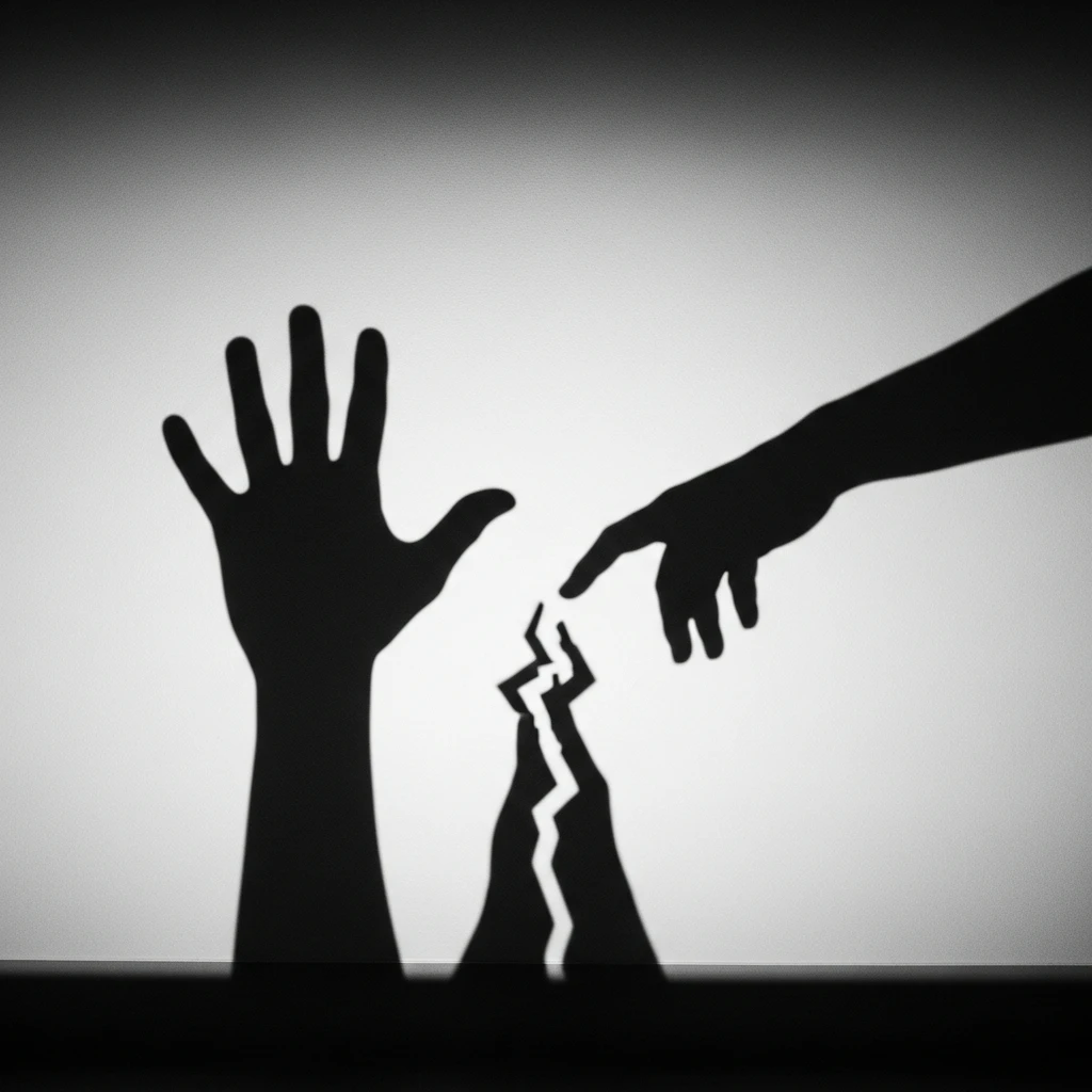 Conceptual shadows of duty and compassion clashing over a patient's fate.