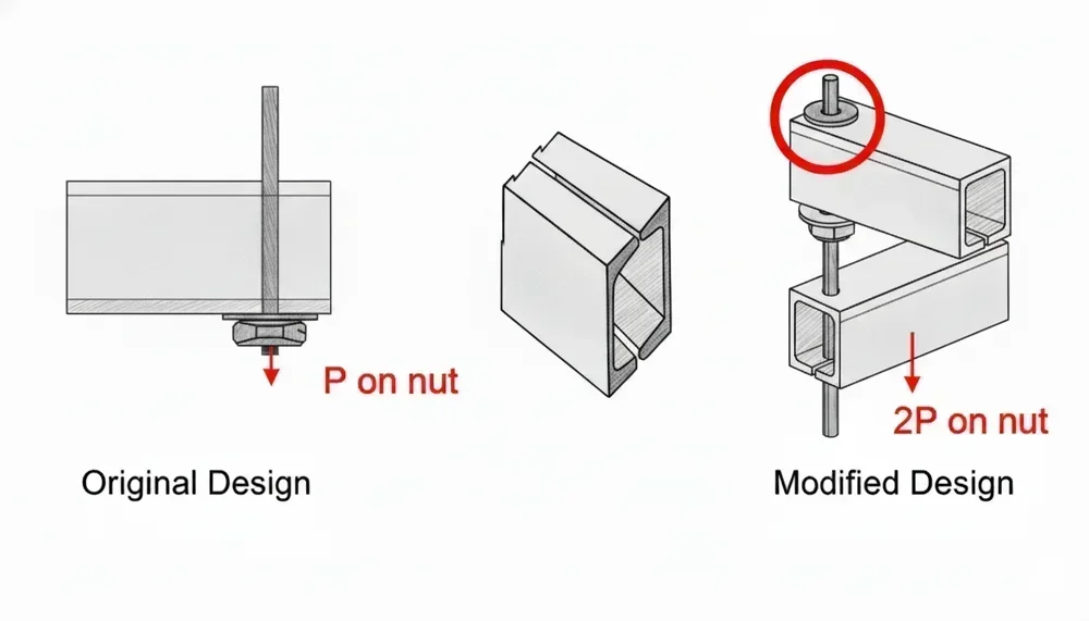 Diagram of Galileo&rsquo;s column experiment showing the original two supports and the fatal third support
