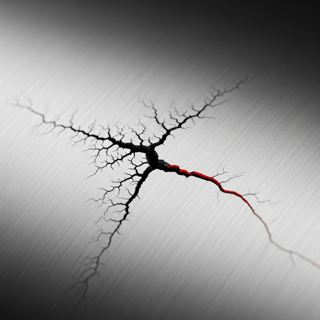 Close-up of corroded metal surface showing crystalline structure and rust formation