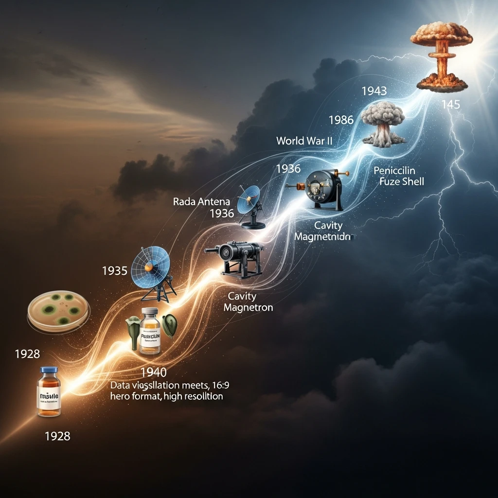 Timeline infographic of WWII scientific developments